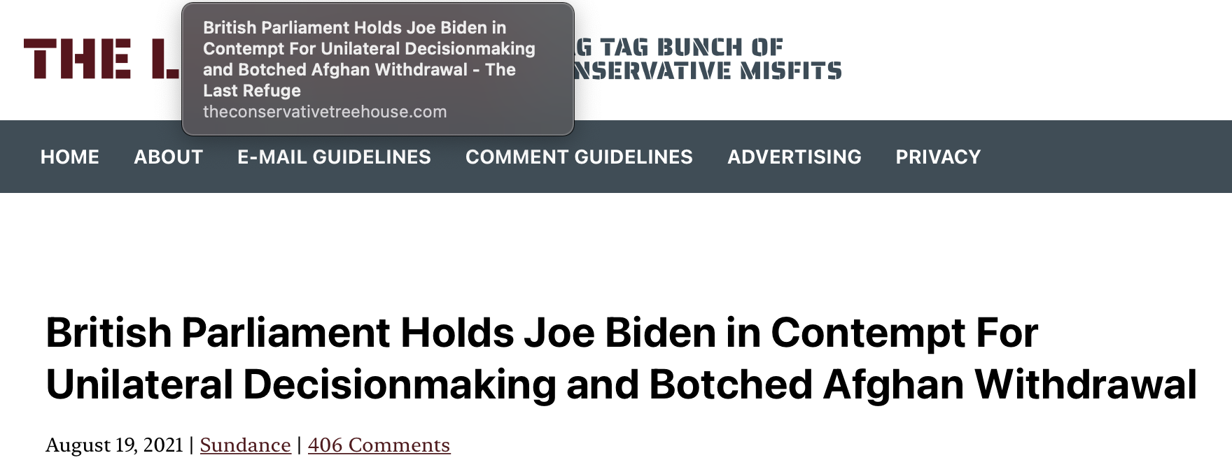 UK Parliament holds Joe Biden in contempt