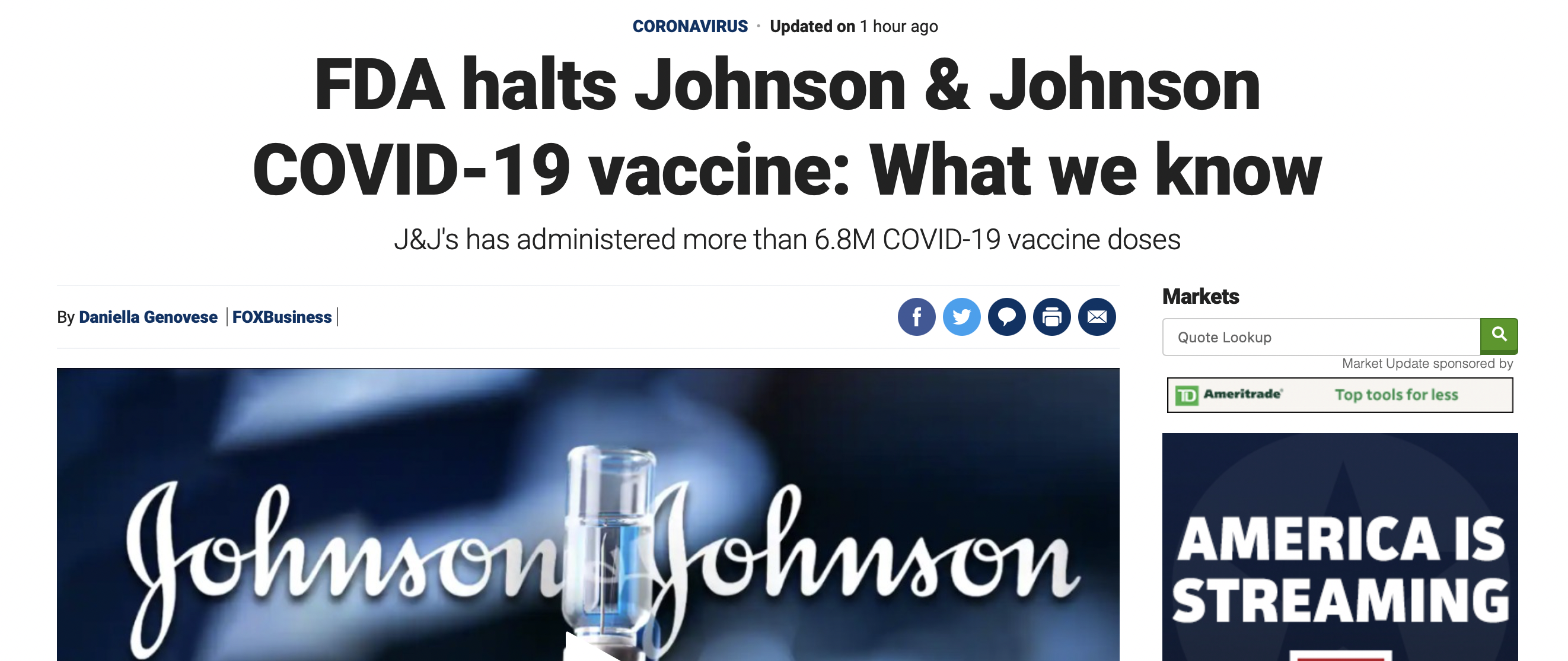PANIC: FDA Halts J&J COVID Vacccine Due to Deadly Blood Clots
